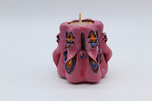 "Classic" pink carved candle