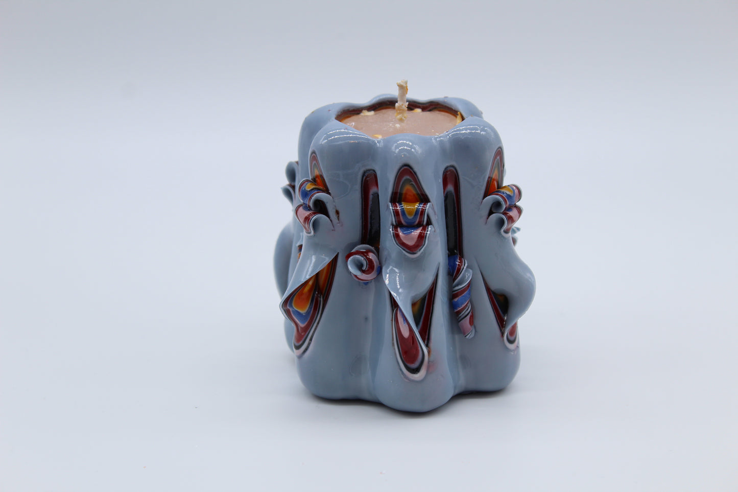"Classic" light blue carved candle