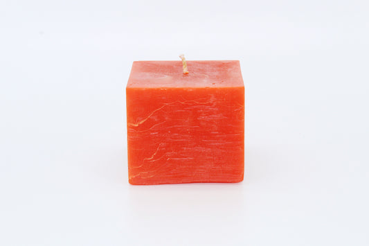 Orange squared raw effect candle