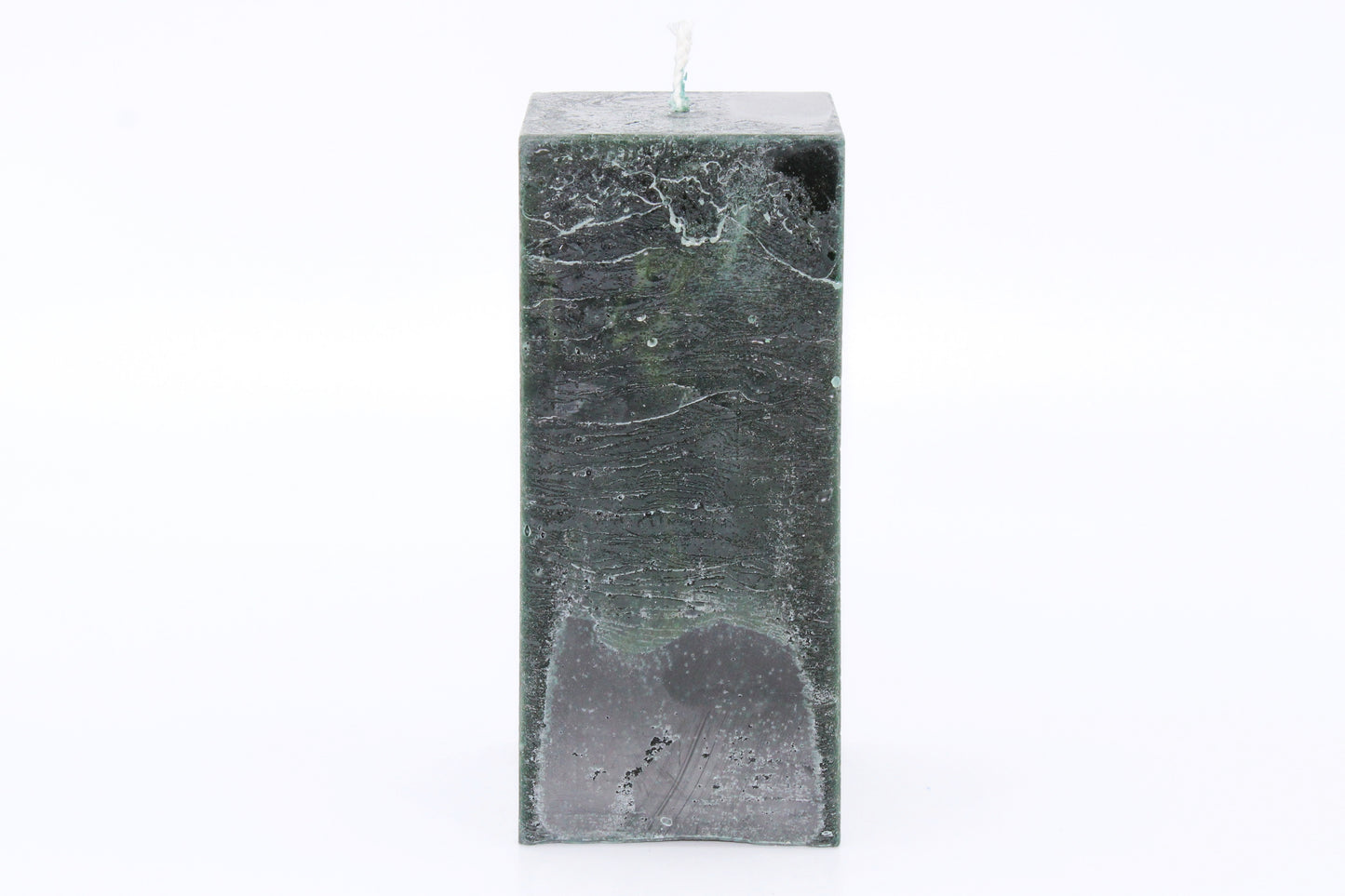 Dark green square rough effect candle
