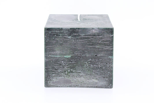 Dark green square rough effect candle