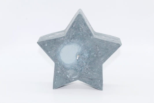 Gray star raw effect candle