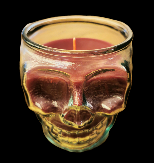 Red Skull Candle in glass